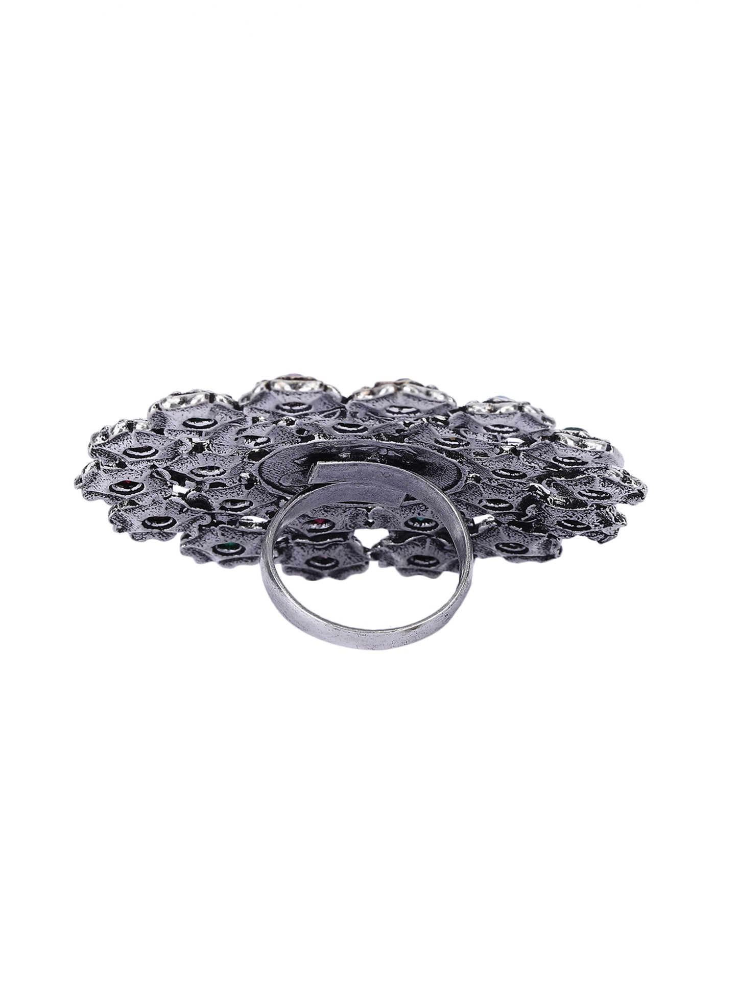 Elegant Oxidized Multicolor Statement Ring for Women