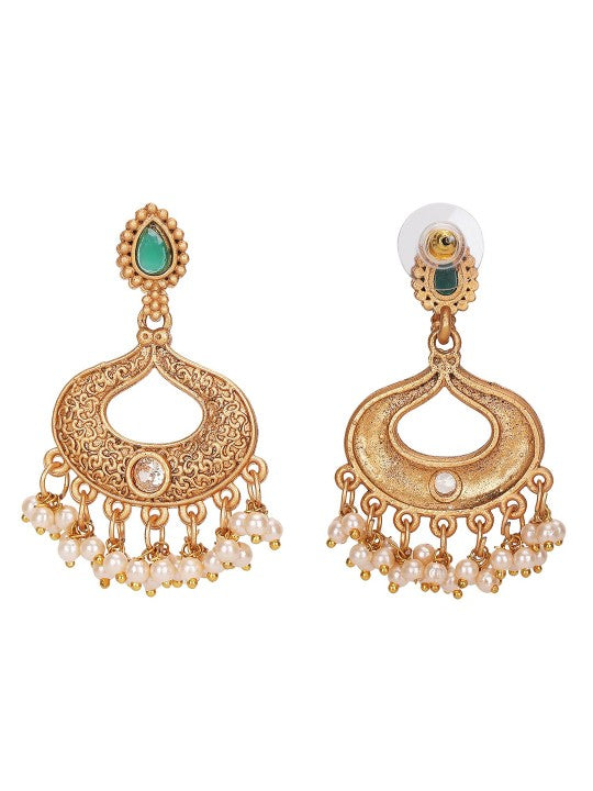 Antique Gold-Plated Temple Necklace Set with Intricate Pendant