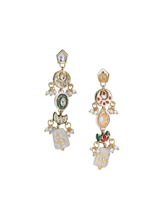 Gold-Plated Pearl Beaded Necklace Set with Earrings