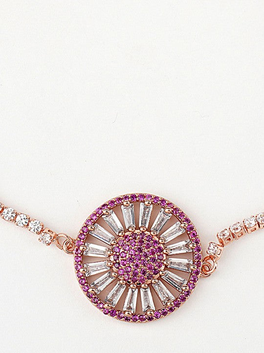 Rose Gold-Plated Purple Zircon Rakhi Bracelet