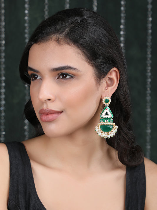Gold-Plated Kundan Austrian Diamond Drop Earrings