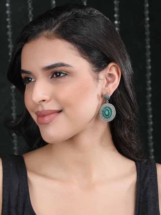 Buy Earrings with Green Stone Embellishments