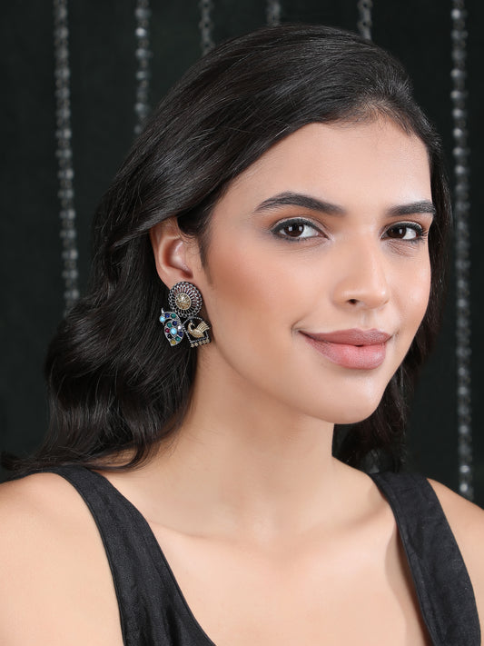Elegant Oxidised Multi-Color Stud Earrings