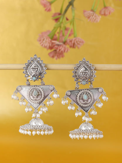  Grey Statement Earrings with Pearl Detailing