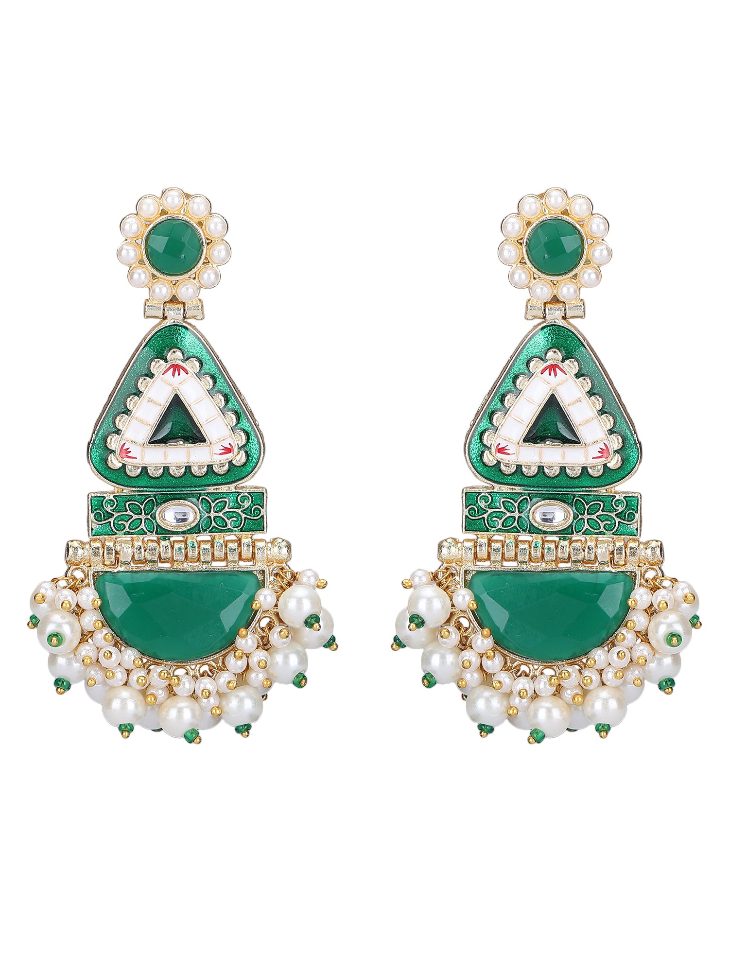 Gold-Plated Kundan Austrian Diamond Drop Earrings