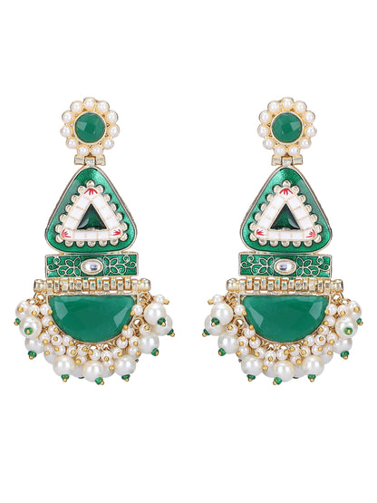 Gold-Plated Kundan Austrian Diamond Drop Earrings