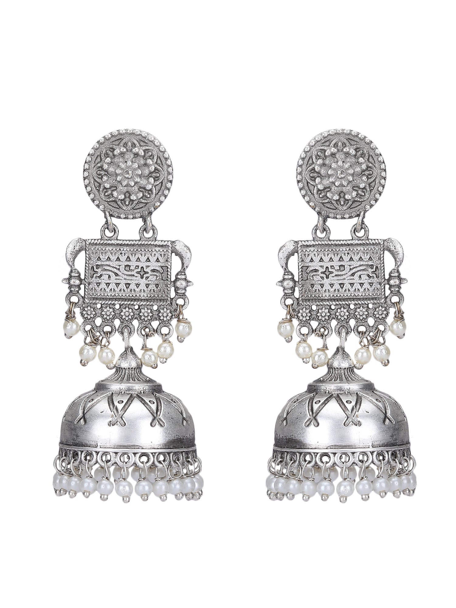 Classic Oxidized Silver Jhumka Earrings for Women & Girls
