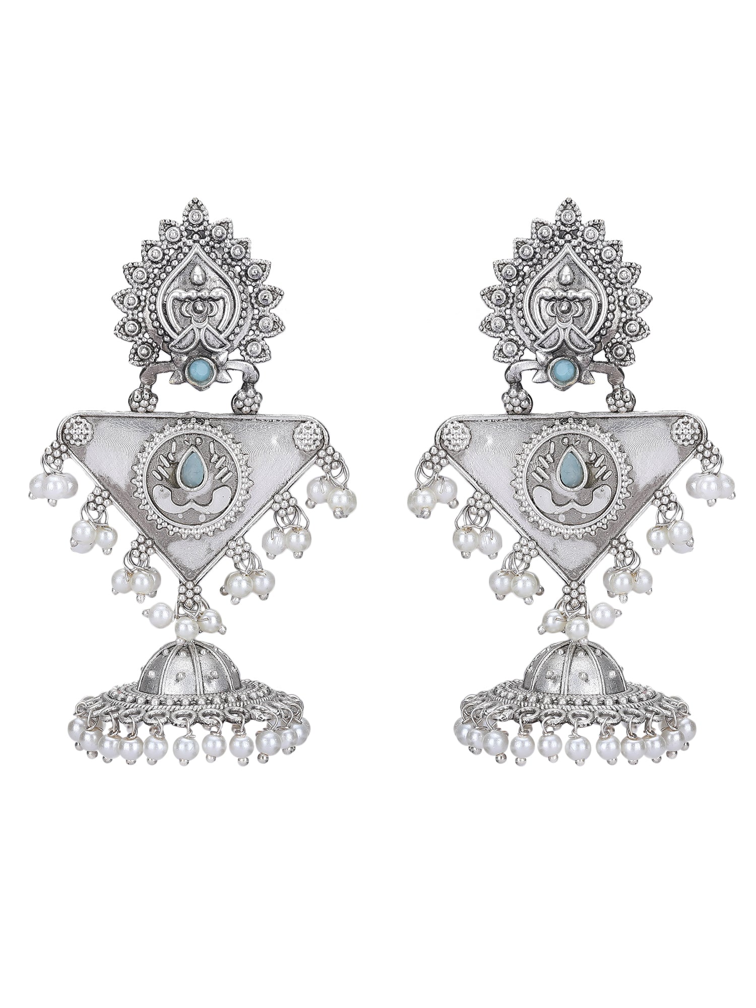 Statement Earrings with Pearl Detailing