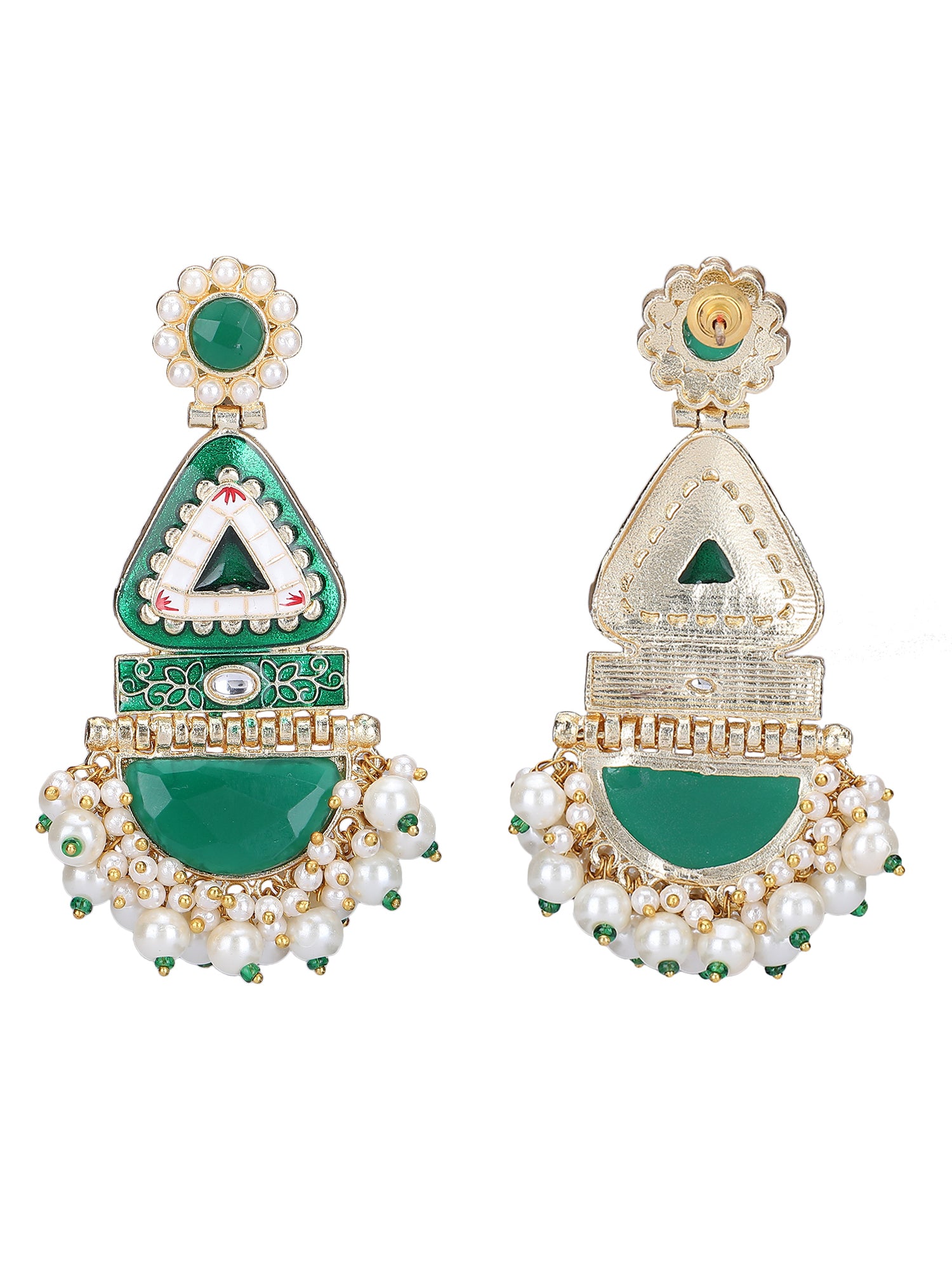 Gold-Plated Kundan Austrian Diamond Drop Earrings