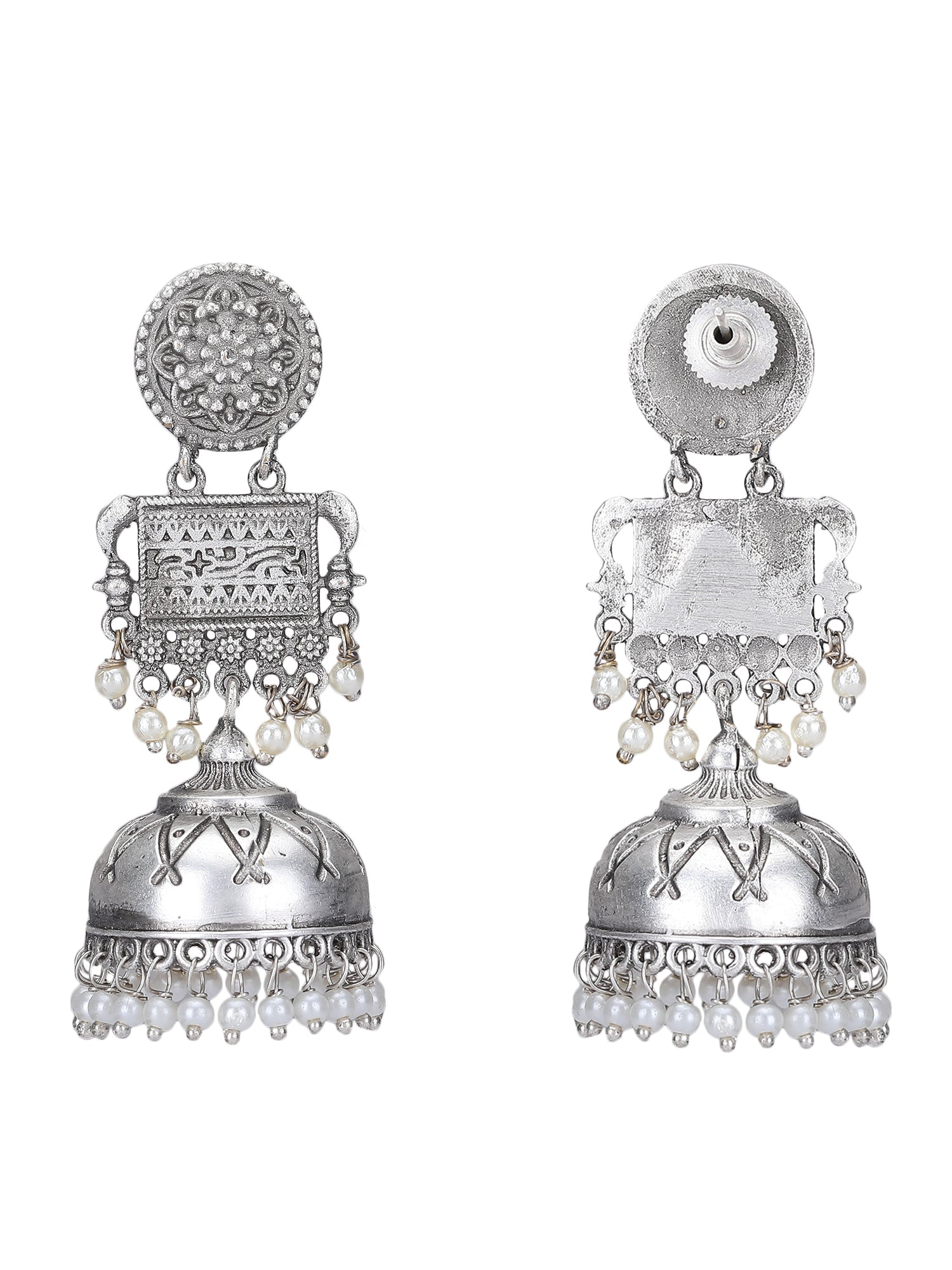 Classic Oxidized Silver Jhumka Earrings for Women & Girls