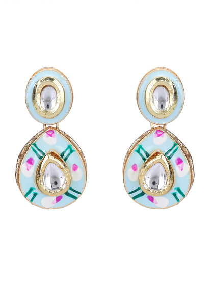 Gold-Plated Kundan Necklace Set with Enamel Detailing