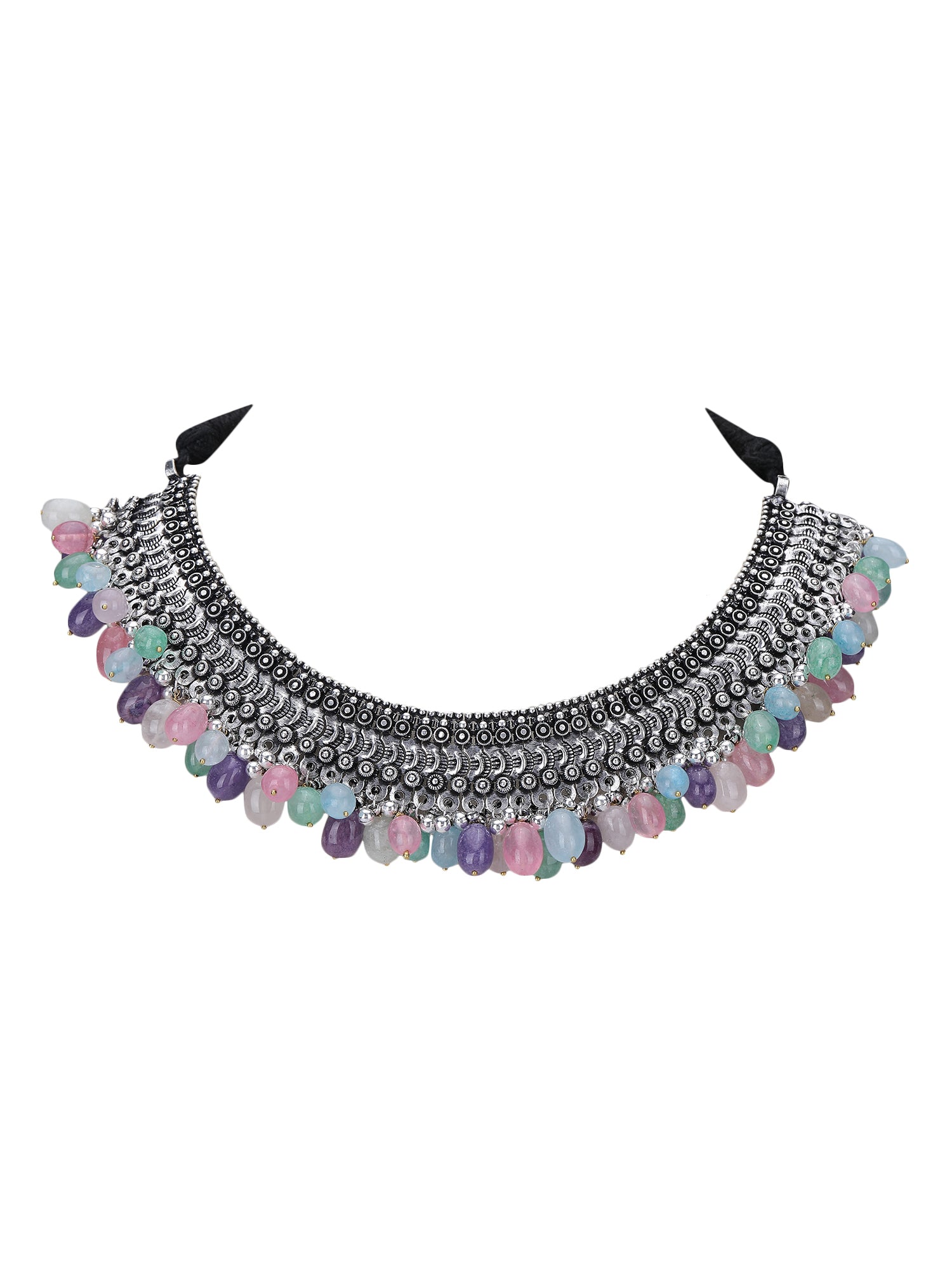 Oxidised Multi-Colour Necklace Set – Ethnic Jewelry for Women