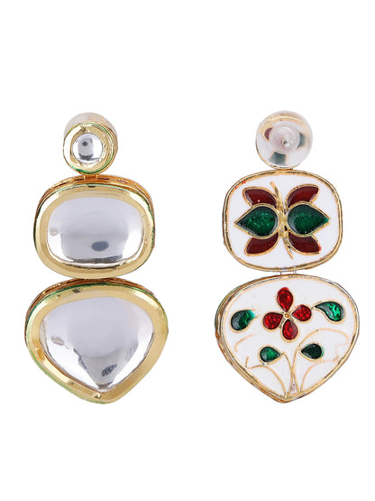 Gold-Tone Kundan Polki Necklace and Earrings Set
