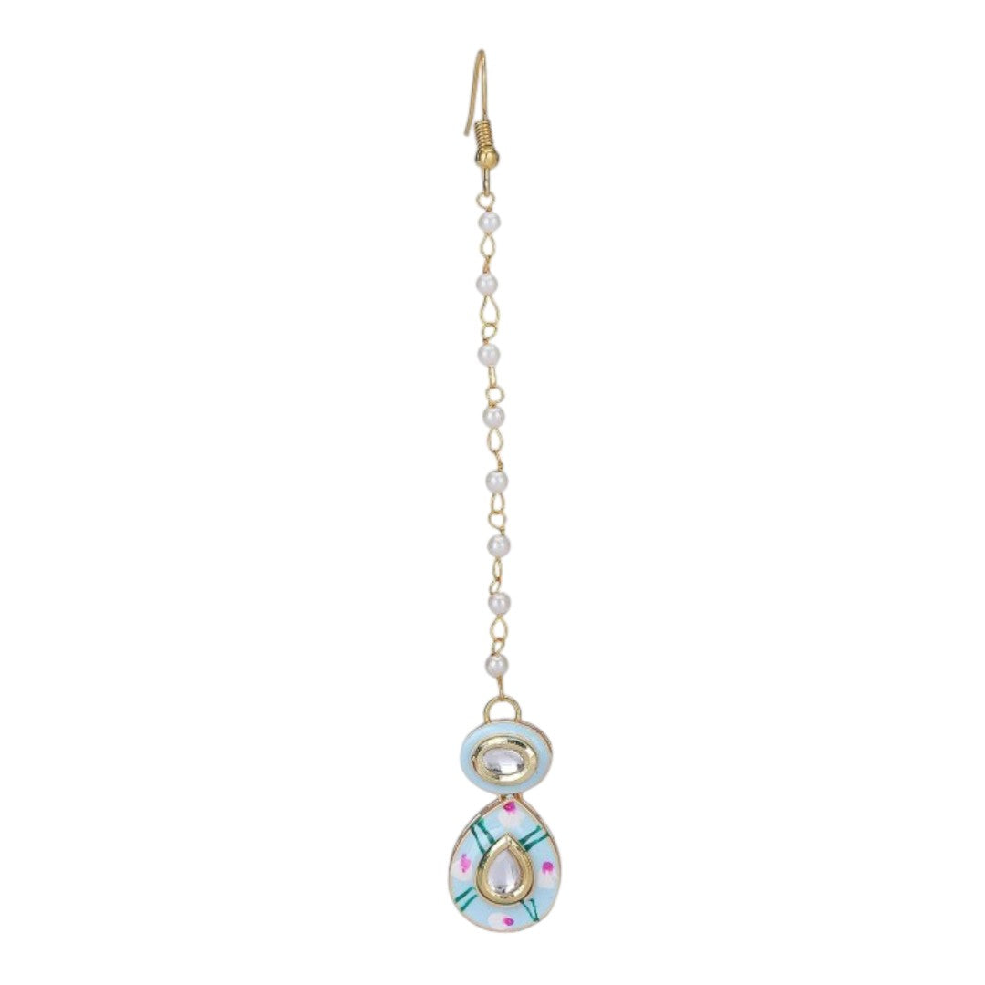 Gold Plated Kundan Wedding Necklace Set, Earrings & Maang Tikka