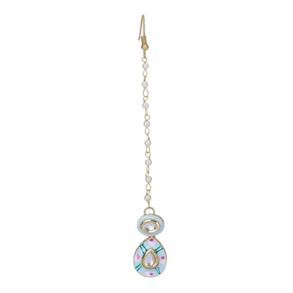 Gold Plated Kundan Wedding Necklace Set, Earrings & Maang Tikka