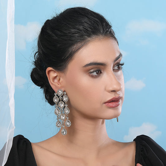Luxurious Crystal Chandelier Earrings with Gold-Tone Finish