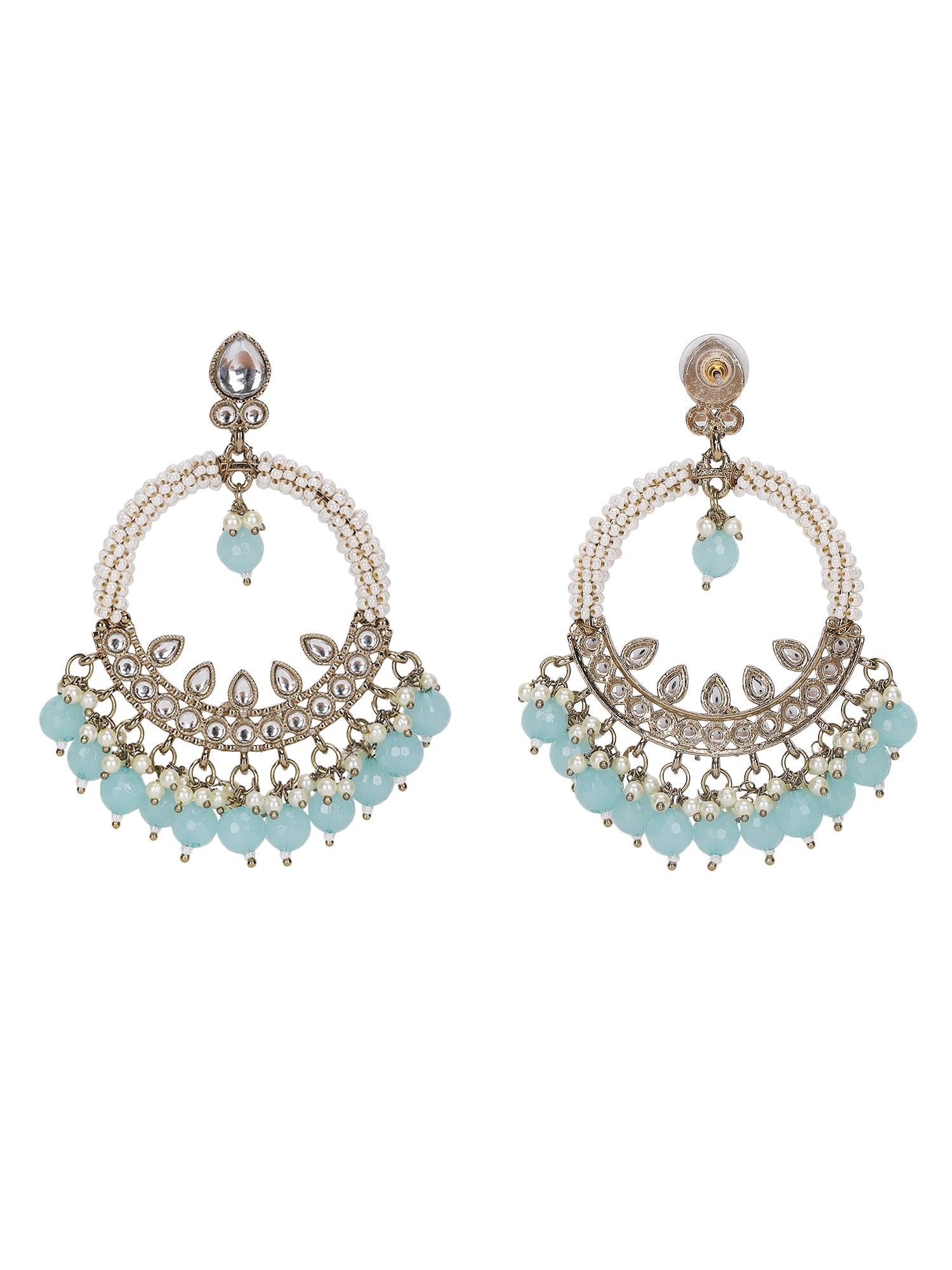 Elegant Pearl & Aqua Beaded Hoop Earrings