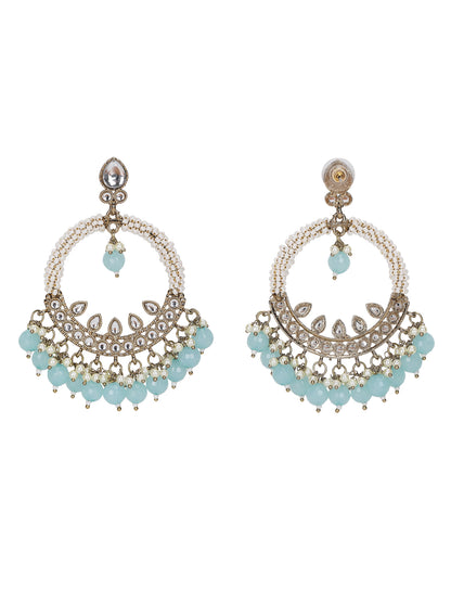 Elegant Pearl & Aqua Beaded Hoop Earrings