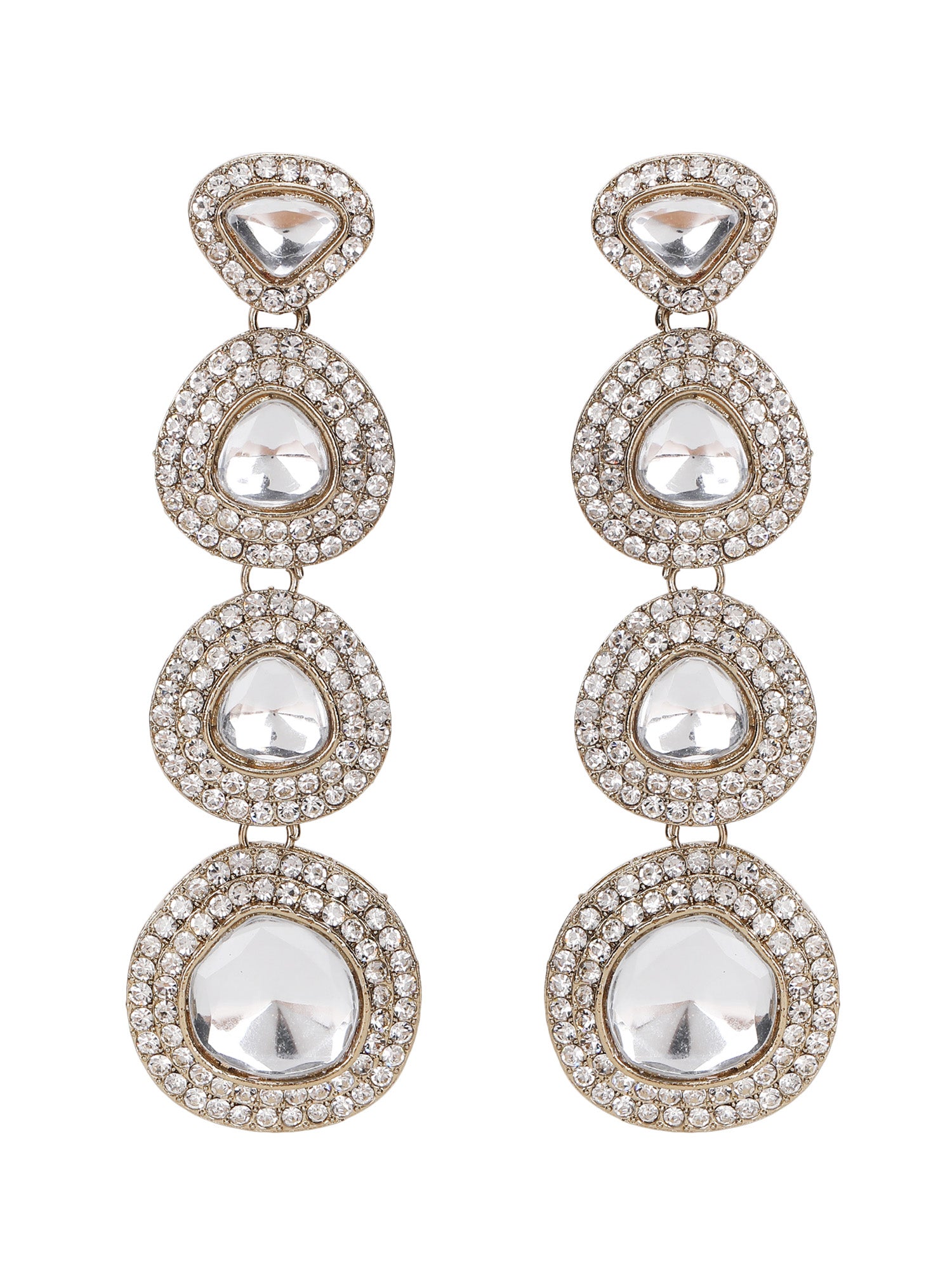 Luxury Kundan Crystal Drop Statement Earrings