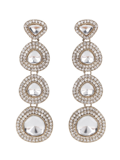 Luxury Kundan Crystal Drop Statement Earrings