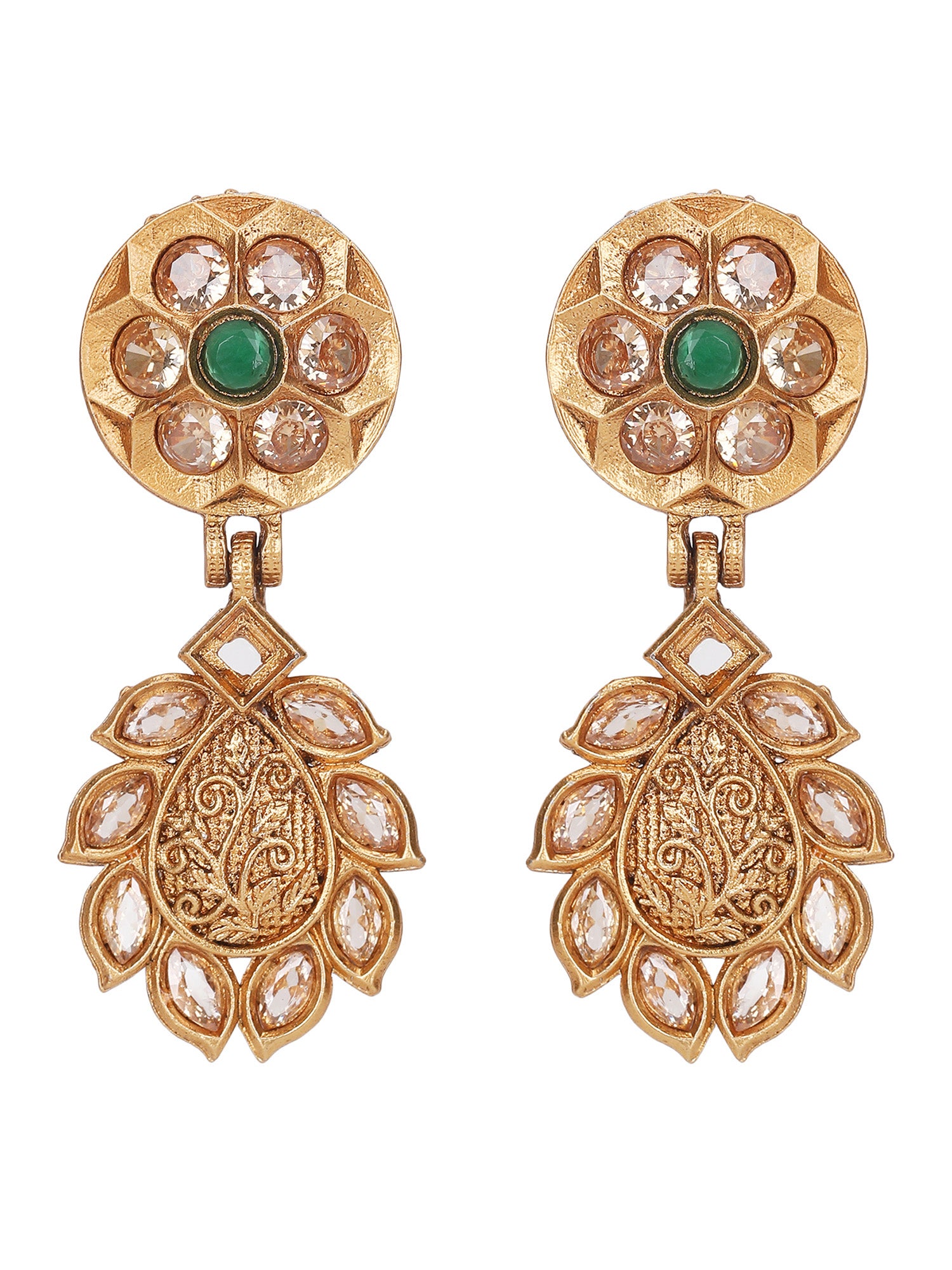 Oxidized Gold-Plated Necklace Set with Intricate Detailing