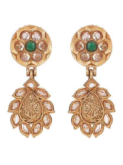 Oxidized Gold-Plated Necklace Set with Intricate Detailing