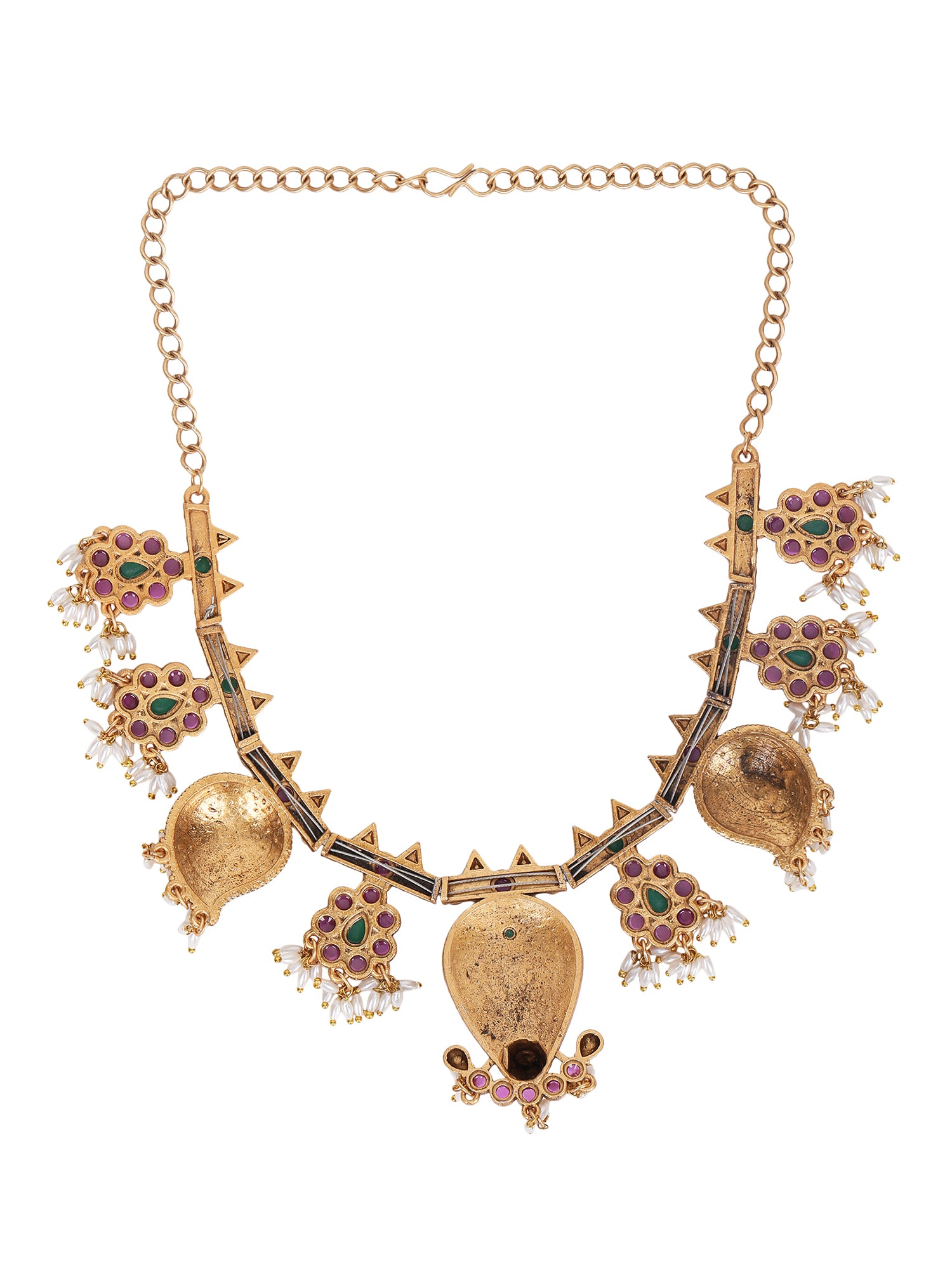 Antique Gold-Plated Temple Jewelry Necklace Set