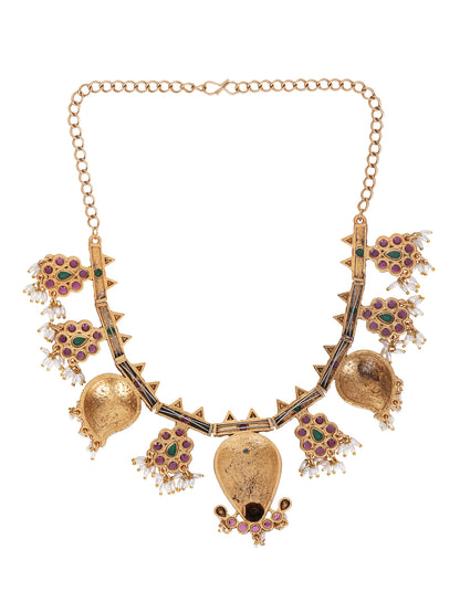 Antique Gold-Plated Temple Jewelry Necklace Set