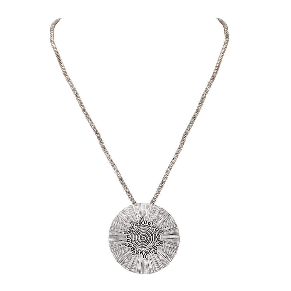 Antique Silver Statement Pendant Necklace