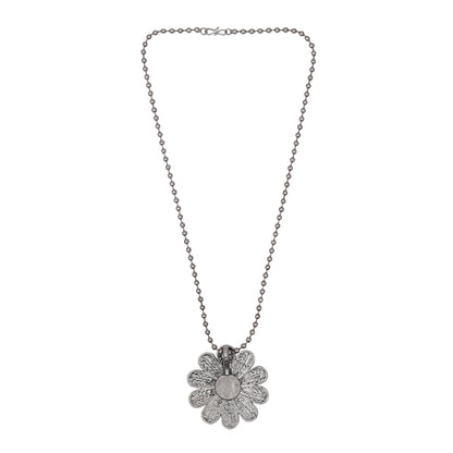 Antique Silver Floral Pendant Necklace
