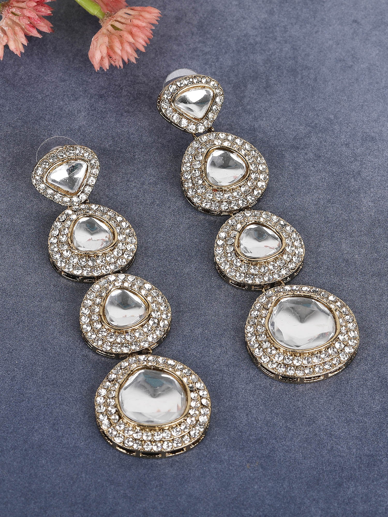 Luxury Kundan Crystal Drop Statement Earrings