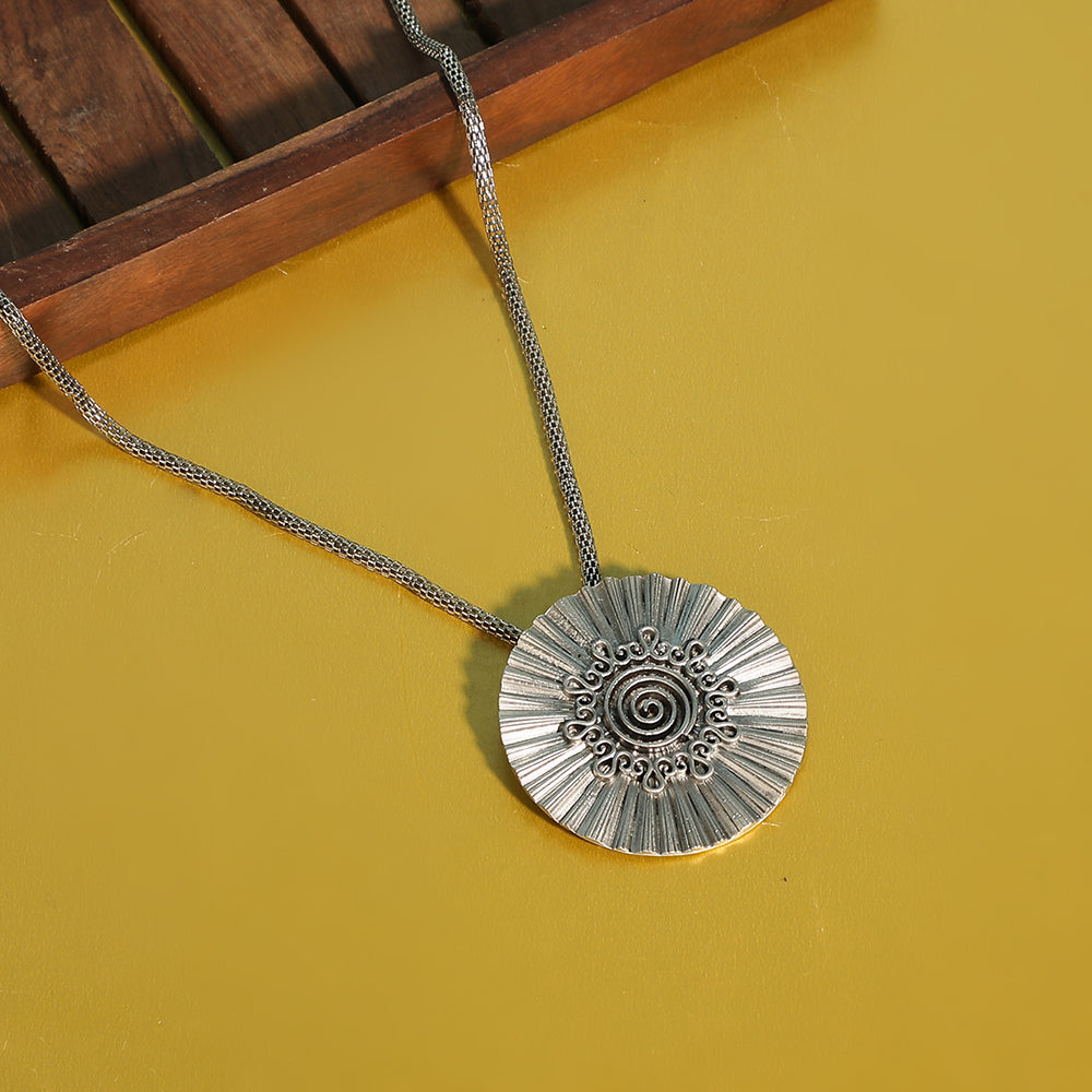 Antique Silver Statement Pendant Necklace