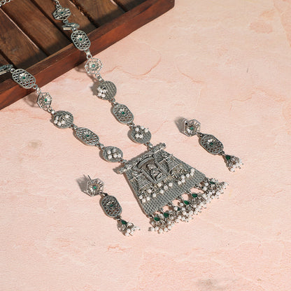 Antique Silver Tribal Necklace & Earring Set