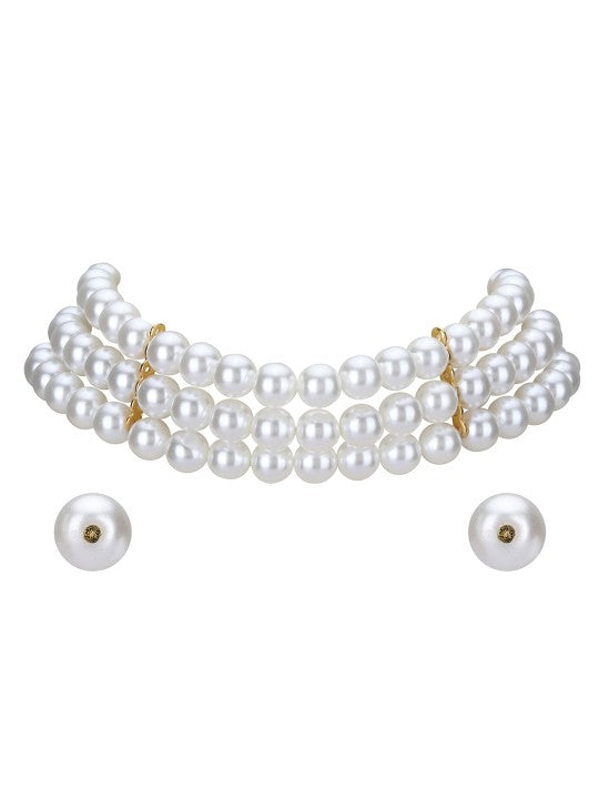 Gold-Plated Antique Pearl Necklace Set