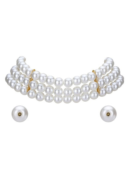 Gold-Plated Antique Pearl Necklace Set