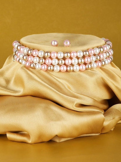 White & Gold-Plated Multicolor Pearl Layered Necklace