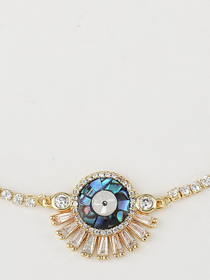 Elegant Blue Zircon Rakhi Bracelet with Rhodium Plating