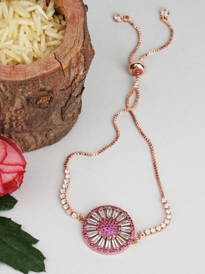 Rose Gold-Plated Purple Zircon Rakhi Bracelet