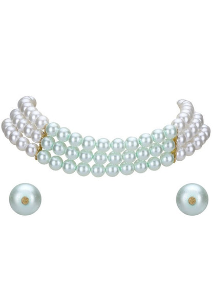 Gold-Plated Layered Pearl Necklace Set