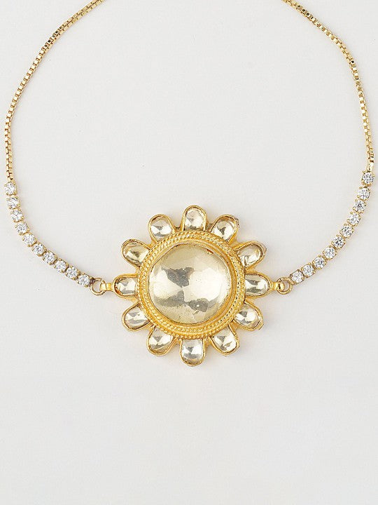 Gold-Plated Kundan Classic Rakhi Bracelet