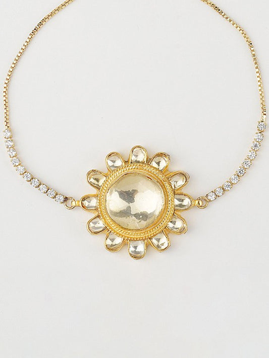 Gold-Plated Kundan Classic Rakhi Bracelet