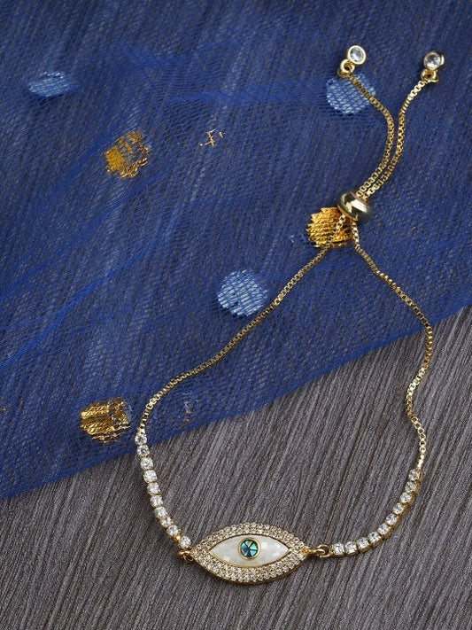 Rhodium Plated American Diamond Zircon Blue Rakhi