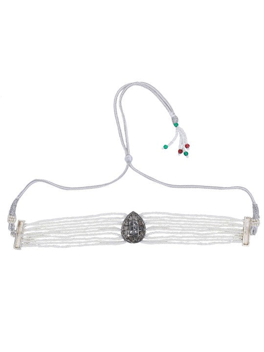 Gold-Plated Kundan & Pearl Choker Necklace Set