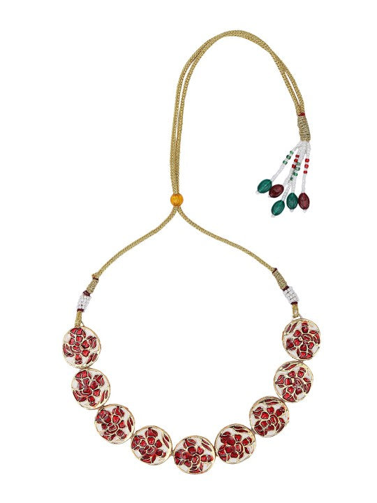 Gold Plated Kundan Multi-Color Stone Necklace Set