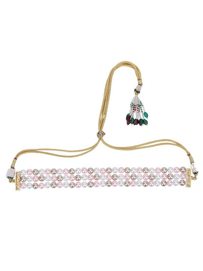 White & Gold-Plated Multicolor Pearl Layered Necklace