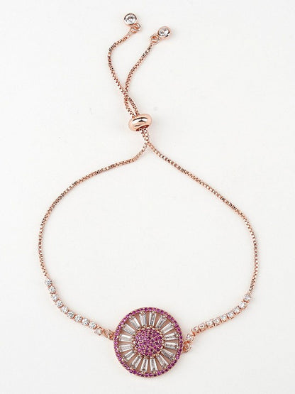 Gold-Plated American Diamond Zircon Rakhi Bracelet