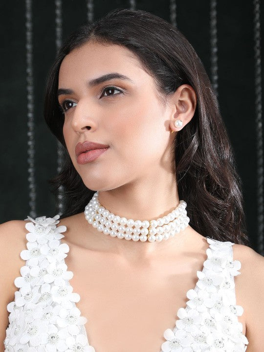 Gold-Plated Antique Pearl Necklace Set