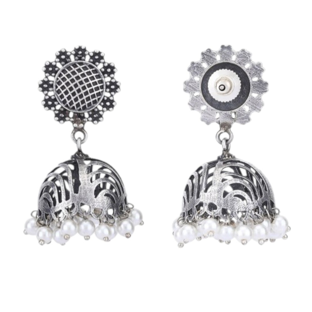 Oxidised Silver-Plated Jhumkas