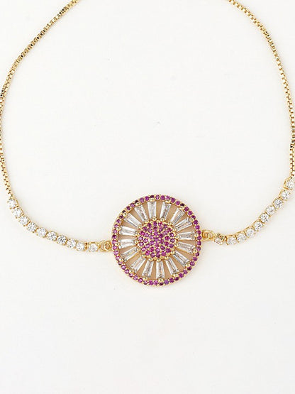 Rhodium-Plated American Diamond Zircon Rakhi Bracelet