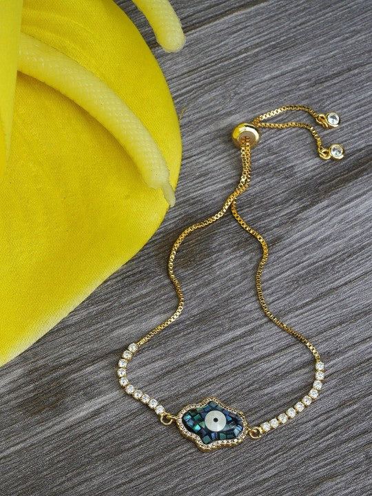 American Diamond Zircon Blue Rakhi Bracelet